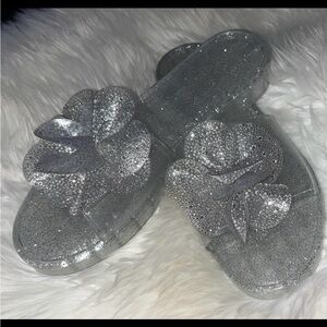 Silver Glitter Women's Slide Sandals